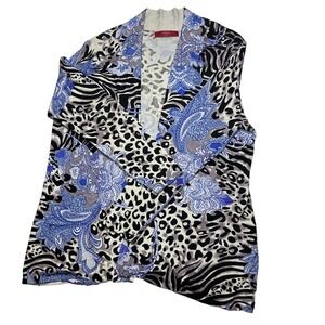 Cyrus Woman Open Front Cardigan Animal Print Floral Knit Top‎ 1X